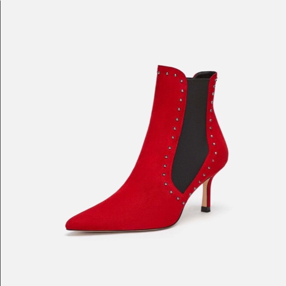 Red Studded Zara Booties